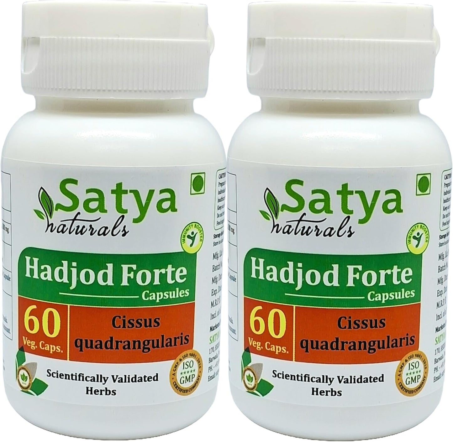 Satya Naturals Hadjod Forte Capsules 500 mg - Ayurvedic Herbal Supplement for Men and Women - 10:1 Extract - 120 Capsules