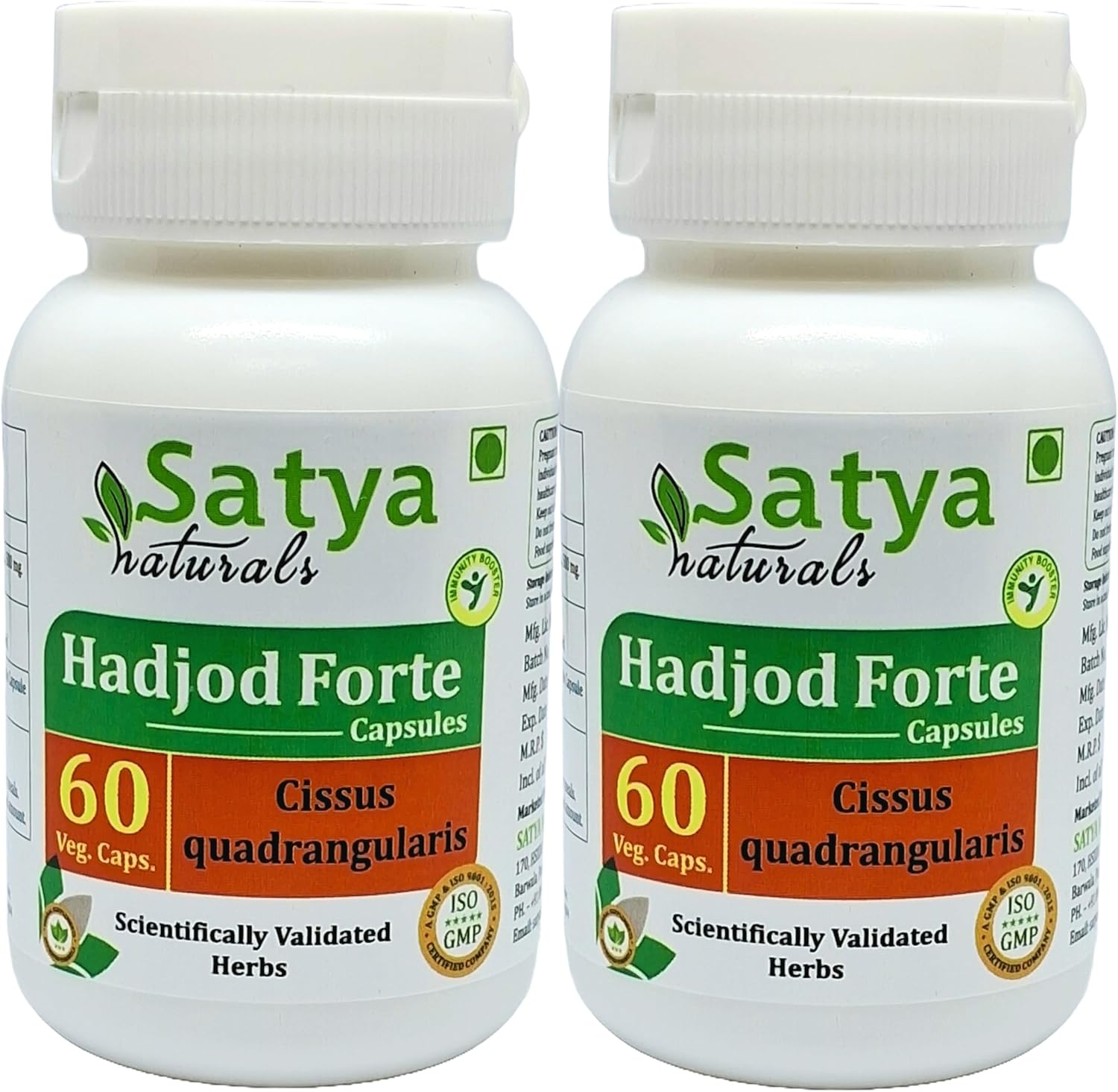 Satya Naturals Hadjod Forte Capsules 500 mg - Ayurvedic Herbal Supplement for Men and Women - 10:1 Extract - 120 Capsules