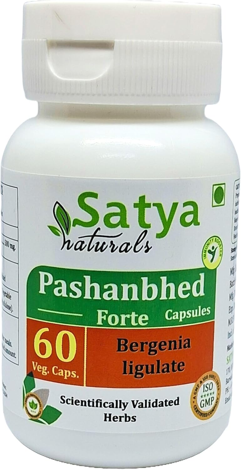 Satya Naturals Pashanbhed Extract Capsules 500mg - 60 Veg Capsules - Ayurvedic Remedy for Men and Women - 10:1 Forte - 1 Bottle of 60 Capsules