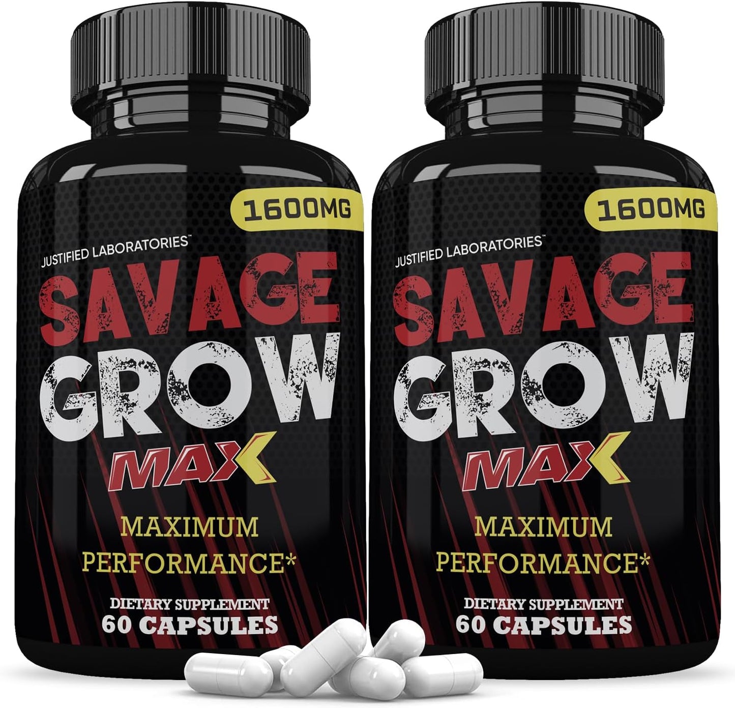 Savage Grow Max 1600MG Advanced Men's Health Formula - 2 Pack of 120 Capsules by Justified Laboratories