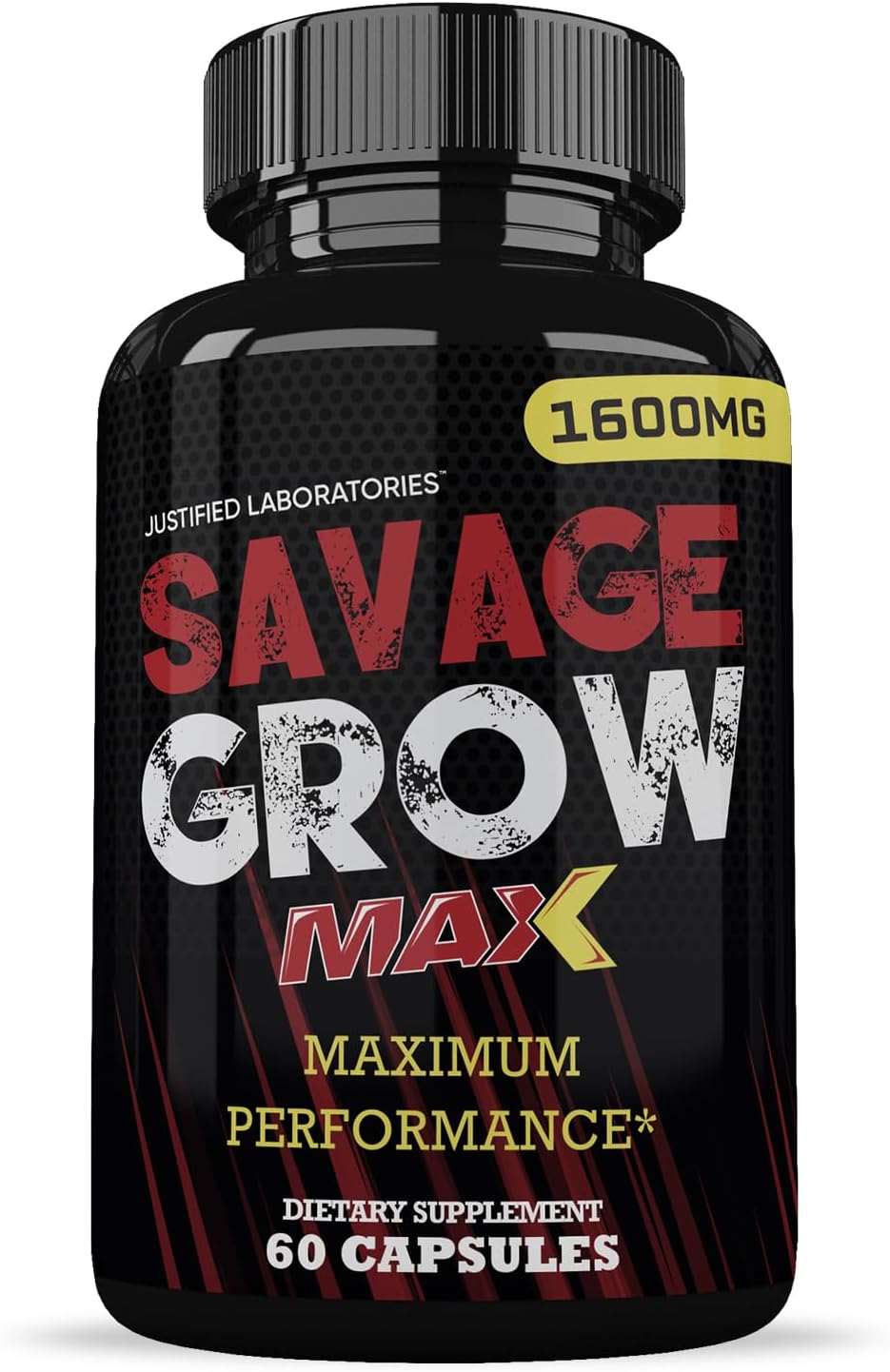 Savage Grow Max 1600MG Men's Health Formula 180 Capsules - 3 Pack by Justified Laboratories