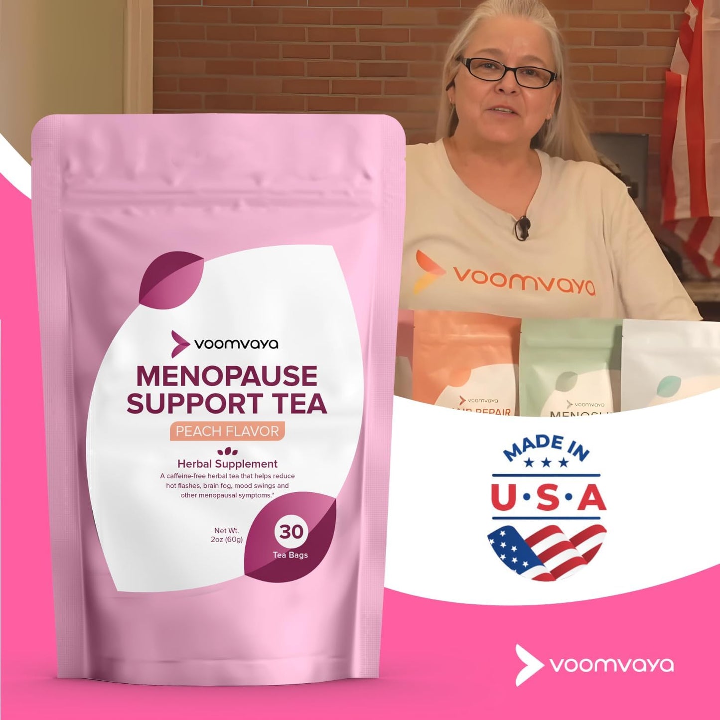 Save 10% on Menopause Support Tea 2-Pack Bundle with Red Clover & Black Cohosh for Night Sweats & Hot Flashes Relief - Peach Flavor - 90 Teabags
