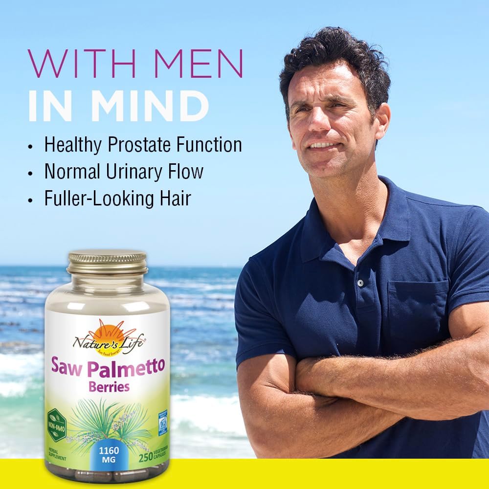 Saw Palmetto Berries 1160mg for Prostate, Hair & Urination Support - Non-GMO, 100 Capsules