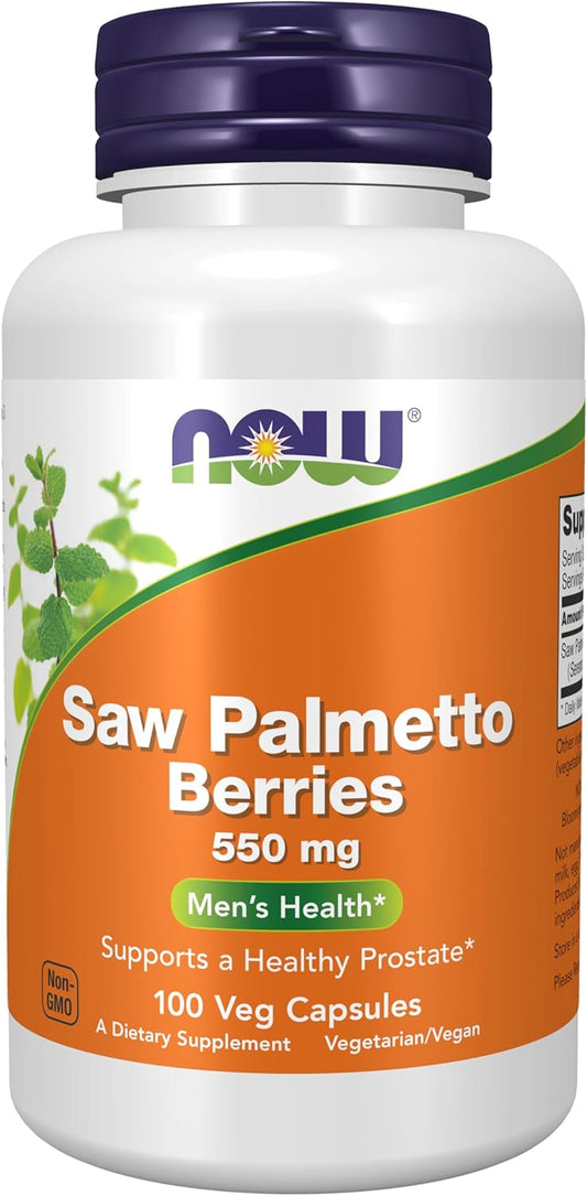 Saw Palmetto Berries 550mg Capsules for Men's Health by NOW Foods - 100 Veg Caps
