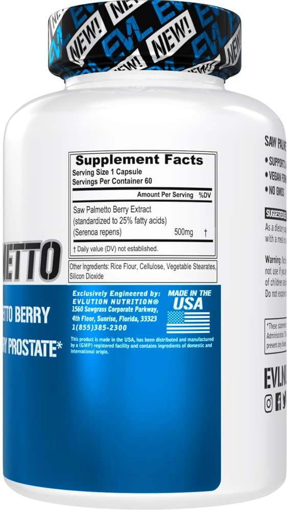 Saw Palmetto for Men 500mg - Prostate Supplement for Size, Function, and Bladder Control - DHT Blocker for Hair Growth