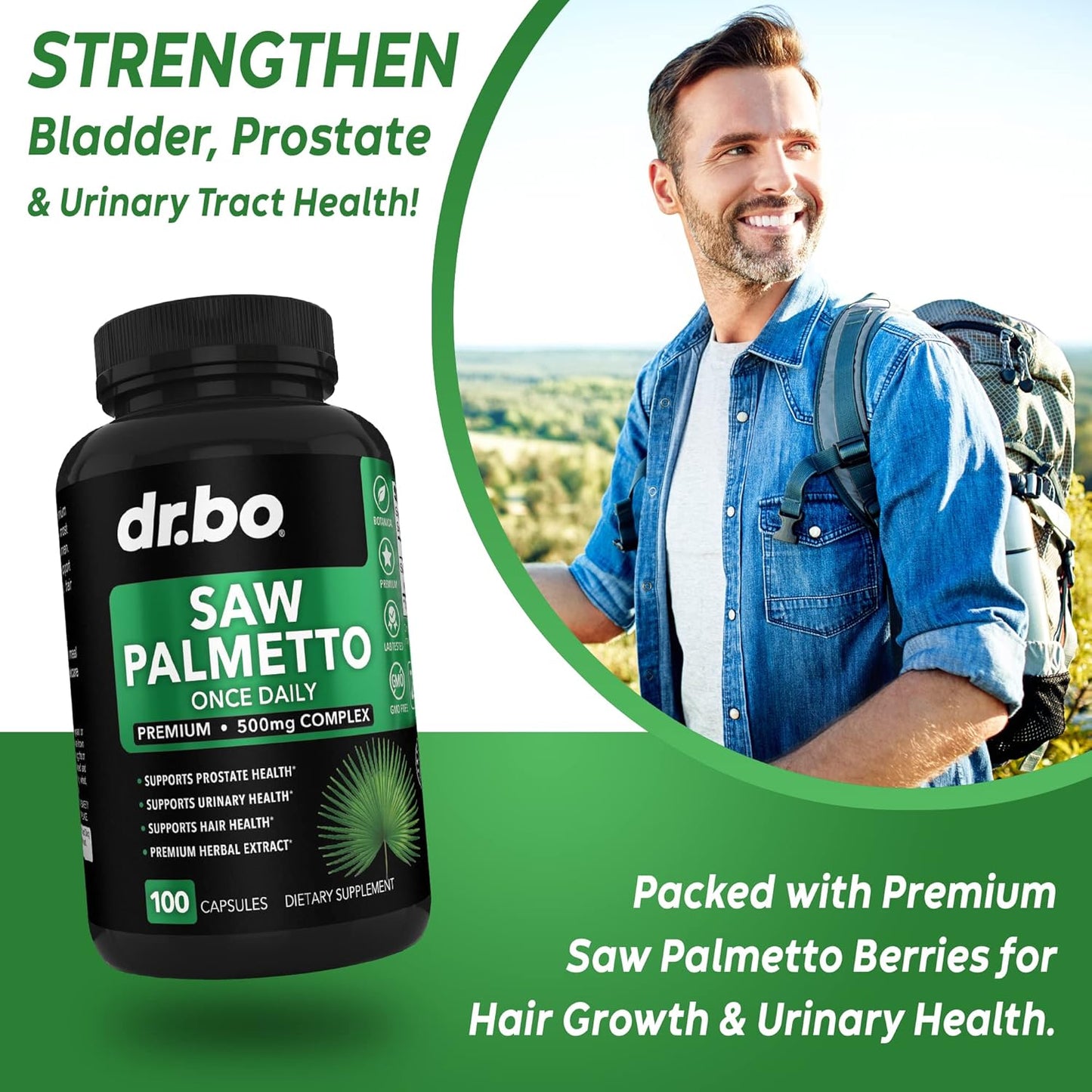 Saw Palmetto Hair Loss Supplement for Men and Women - DHT Blocker for Hair Growth and Prostate Health - Bladder Support Capsules