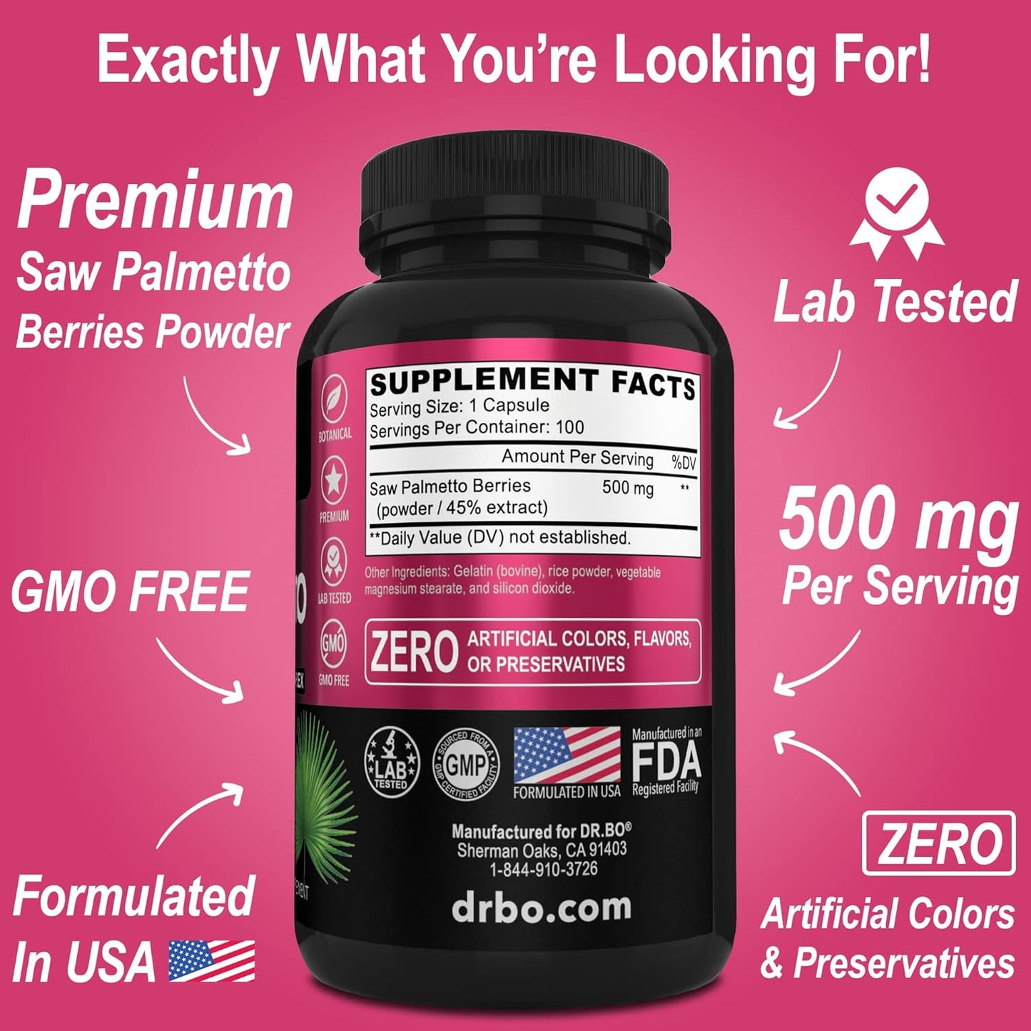 Saw Palmetto Hair Loss Supplement for Men and Women - DHT Blocker for Hair Growth and Prostate Health - Bladder Support Capsules