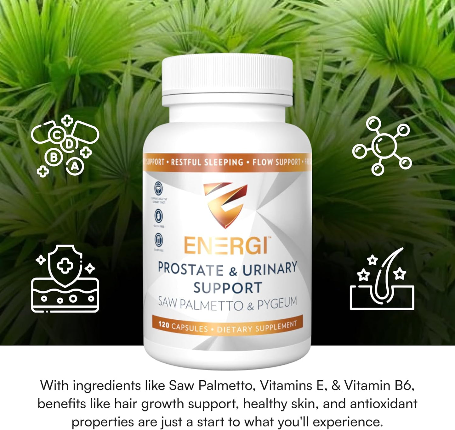 Saw Palmetto Prostate Support Supplement for Men & Women - 120 Capsules with Pygeum, Pumpkin Seed - Prostate Health Support