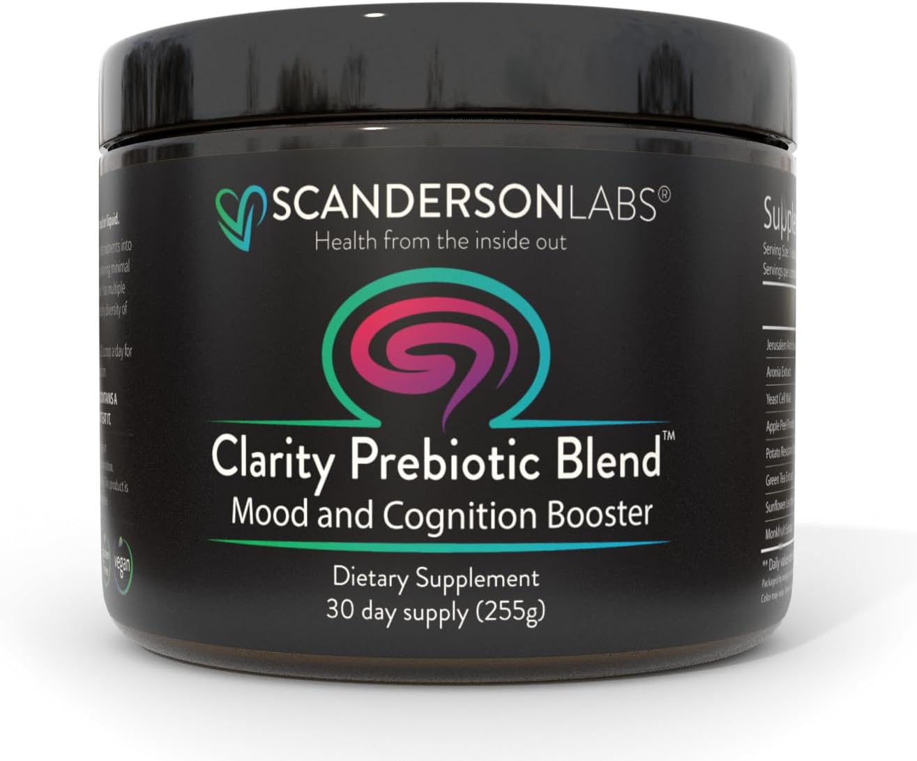 Scanderson Labs Clarity Prebiotic Blend - Gut and Mood Optimization, Vegan, Soy-Free, Gluten-Free, Non-GMO - 30-Day Supply - Easy to Use