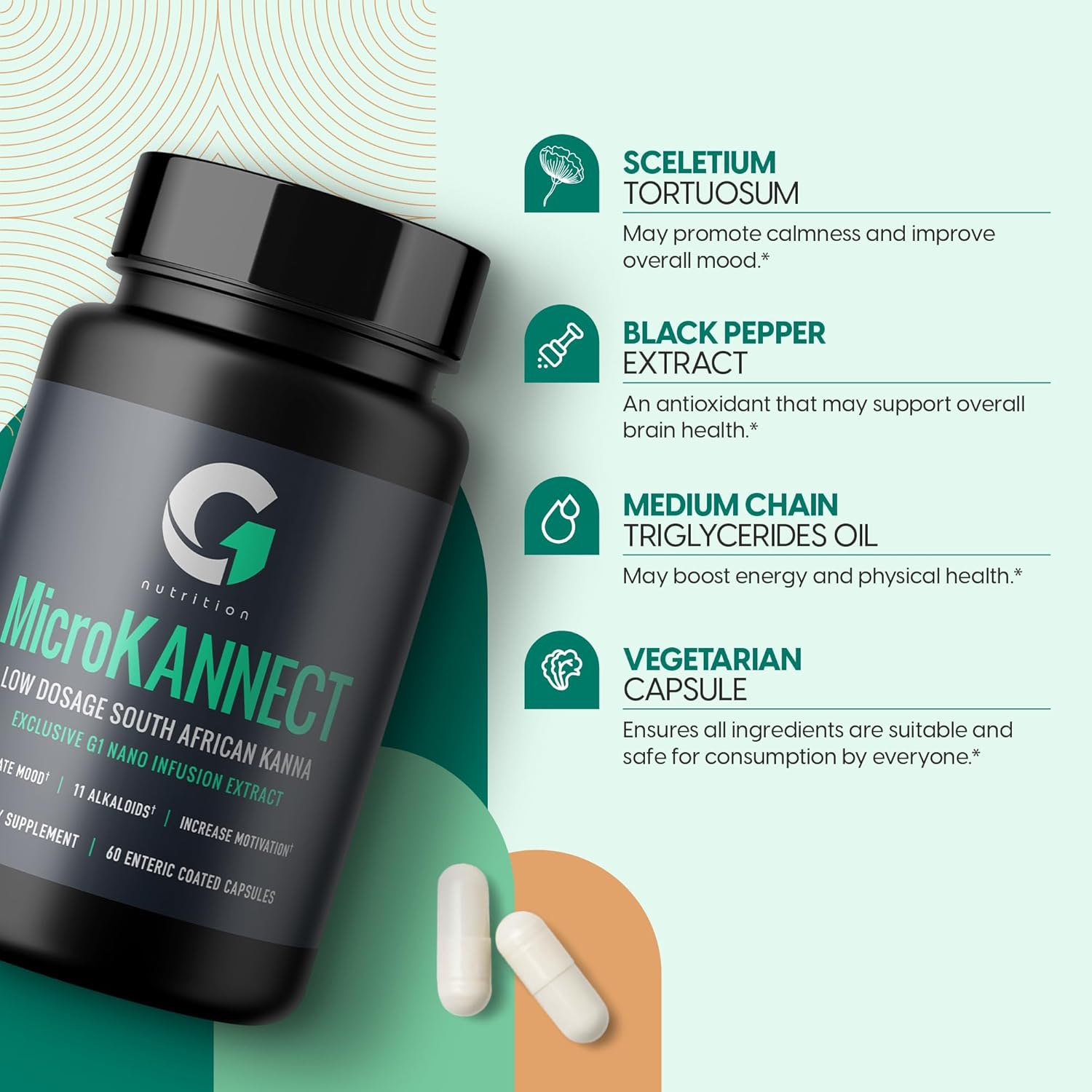 Sceletium Tortuosum Capsules with 3% Kanna Alkaloid for Mood, Energy, and Mental Clarity - 60 Servings for Men & Women