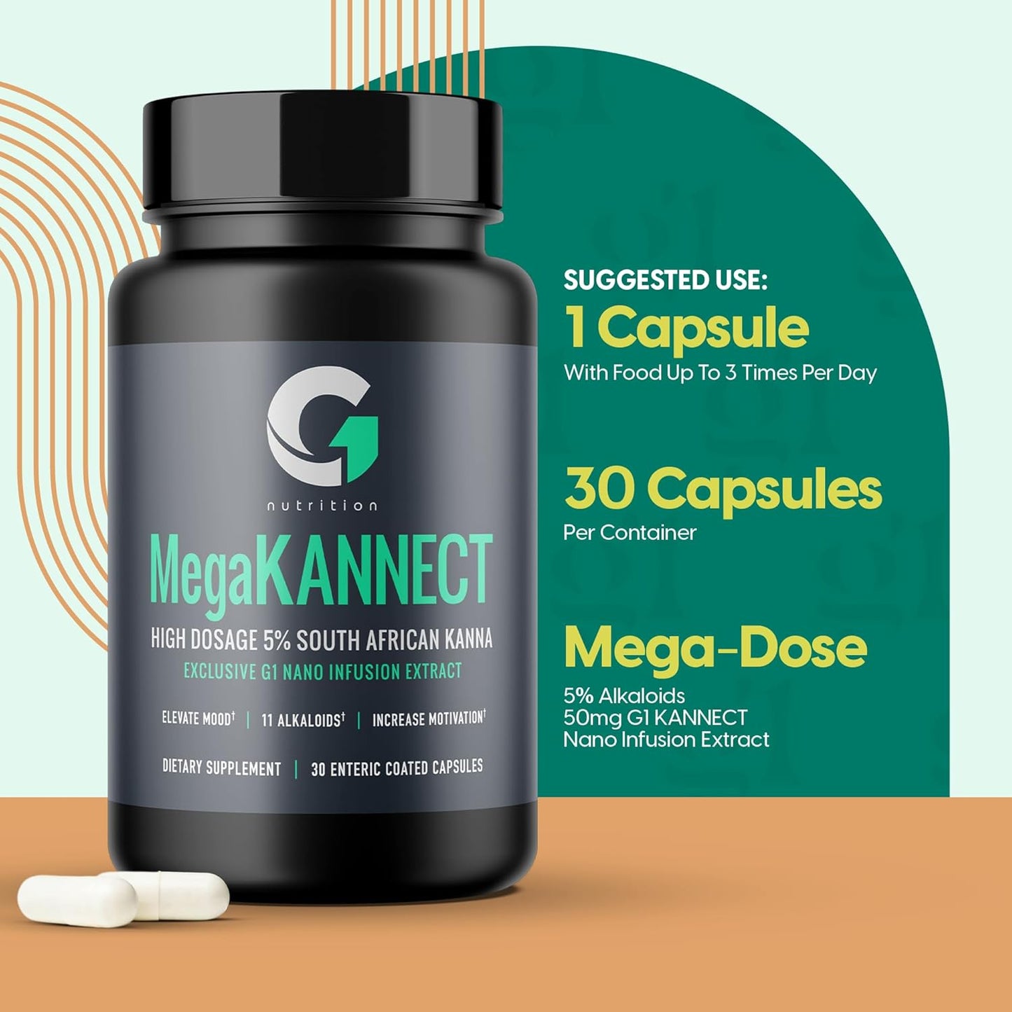 Sceletium Tortuosum Capsules with 5% Kanna Alkaloid for Mood, Energy, Mental Clarity | Daily Supplements for Men & Women (30 Count)