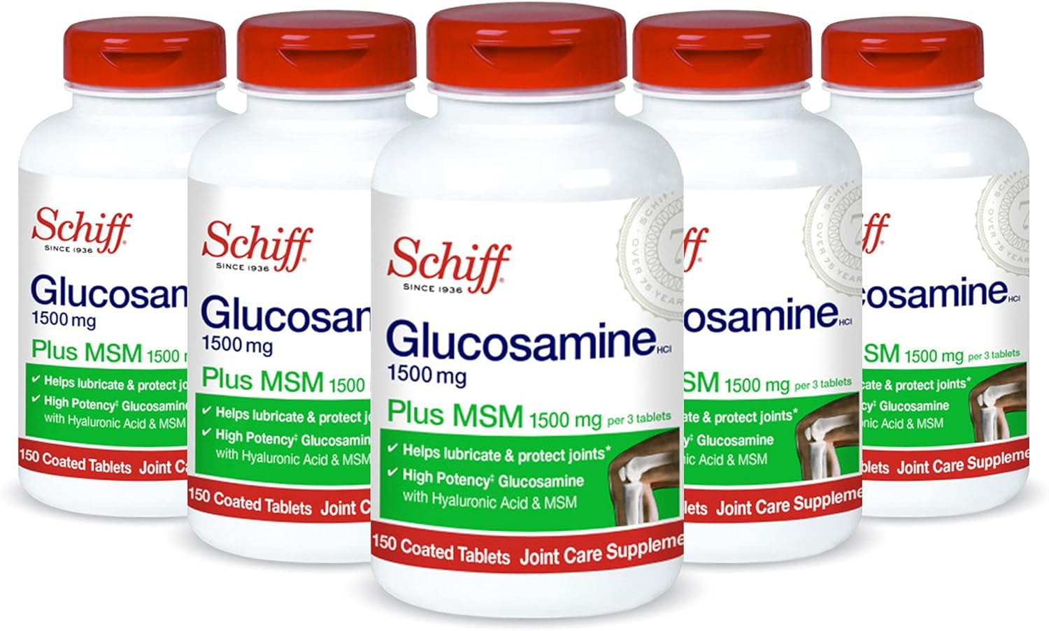 Schiff Glucosamine 1500mg Plus MSM, Hyaluronic Acid Joint Supplement - 750 Tablets Pack