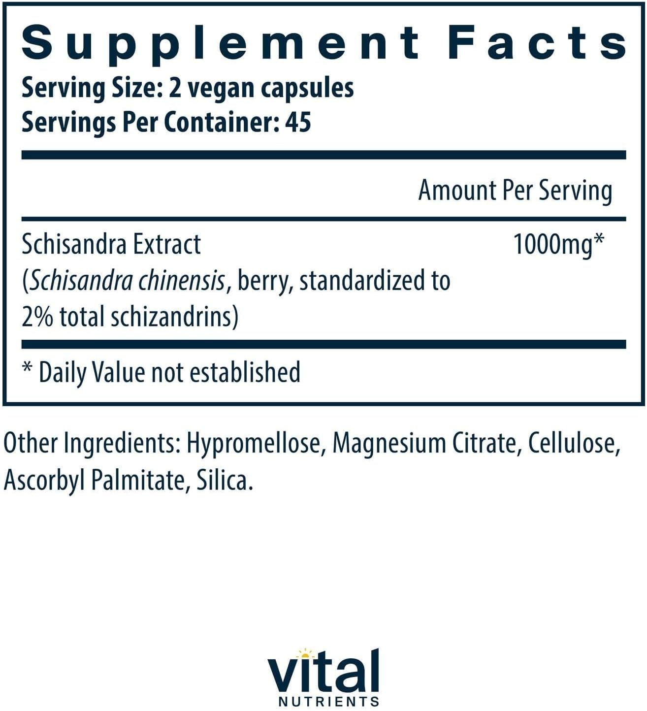Schisandra Extract Capsules - Supports Liver, Immune System, Energy, and Endurance - 90 Vegetarian Capsules - 1000 mg