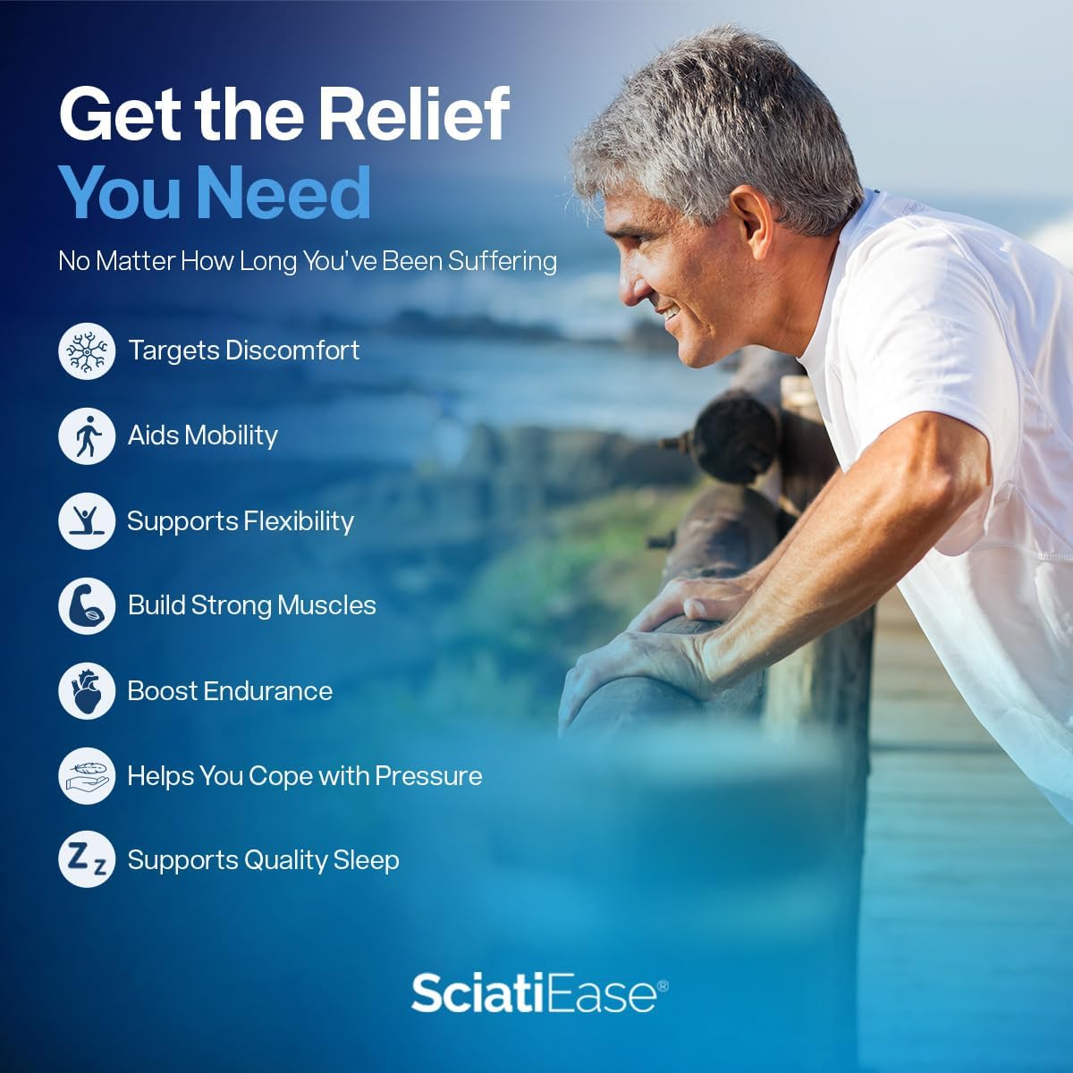 SciatiEase Supplement for Sciatic Nerve Health - Nerve Support Formula with AlphaPalm, Pea, Vitamin B Complex, Alpha Lipoic Acid - 120 Capsules