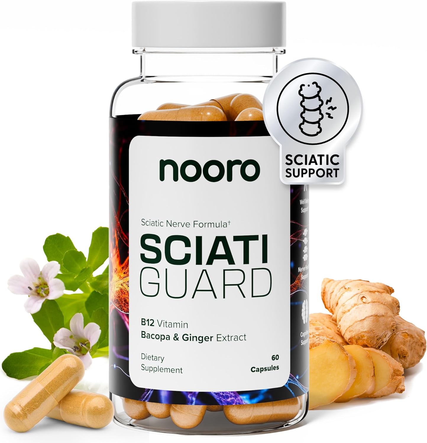 SciatiGuard Sciatica Supplement - Nerve Support Capsules with Vitamins and Minerals for Back Comfort - 60 Capsules