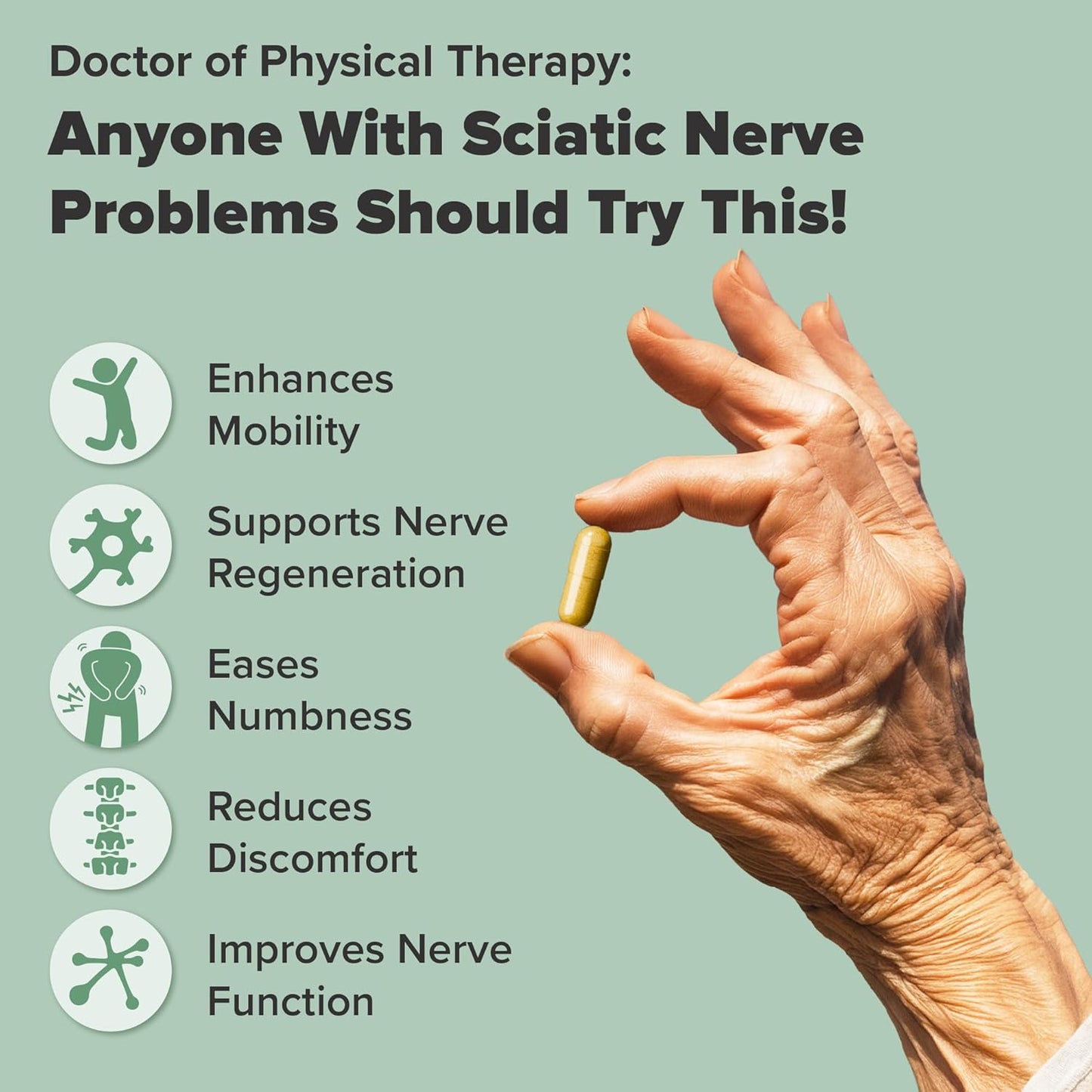 SciatiGuard Sciatica Supplement - Nerve Support Capsules with Vitamins and Minerals for Back Comfort - 60 Capsules