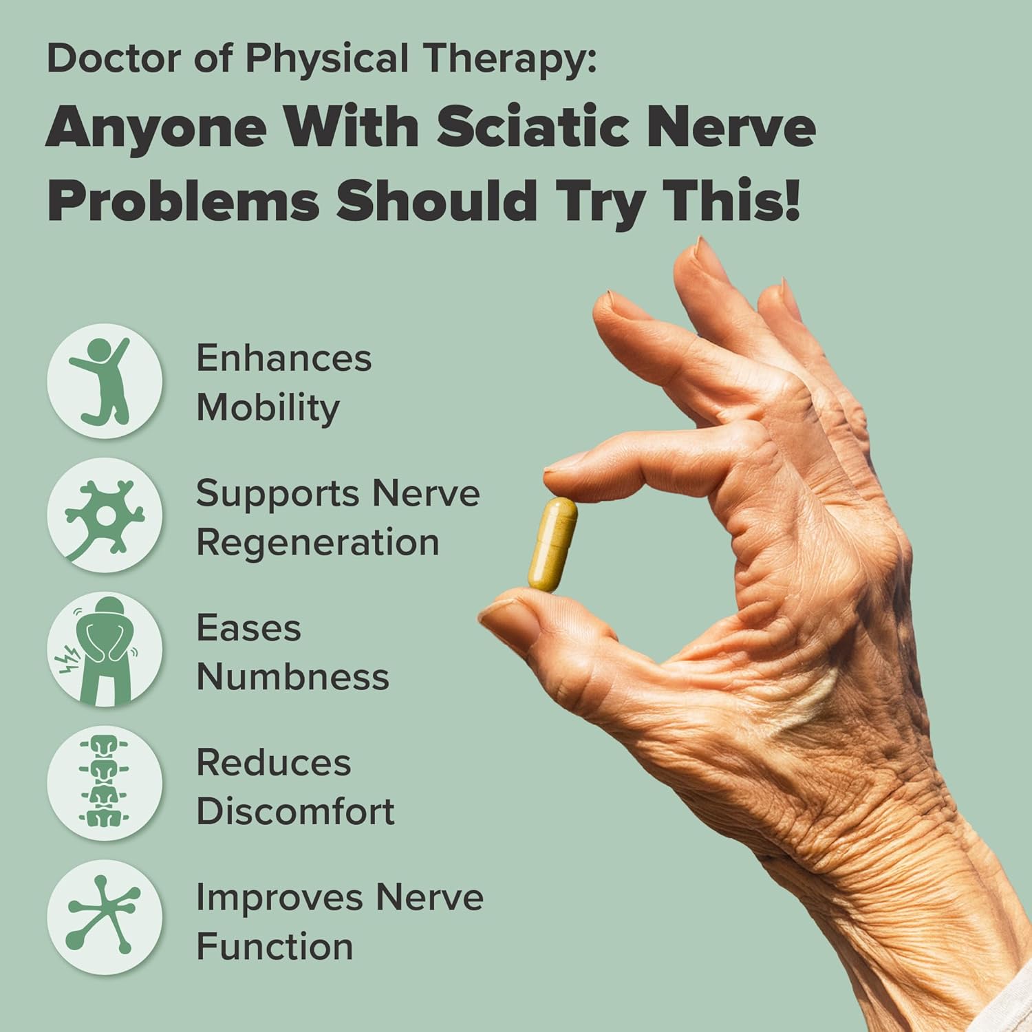 SciatiGuard Sciatica Supplement - Nerve Support Capsules with Vitamins and Minerals for Back Comfort - 60 Capsules