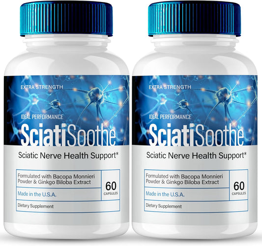 SciatiSoothe Capsules for Sciatica - Advanced Formula Nerve Health Support Supplement - Maximum Strength SciatiSoothe Pills - 2 Pack