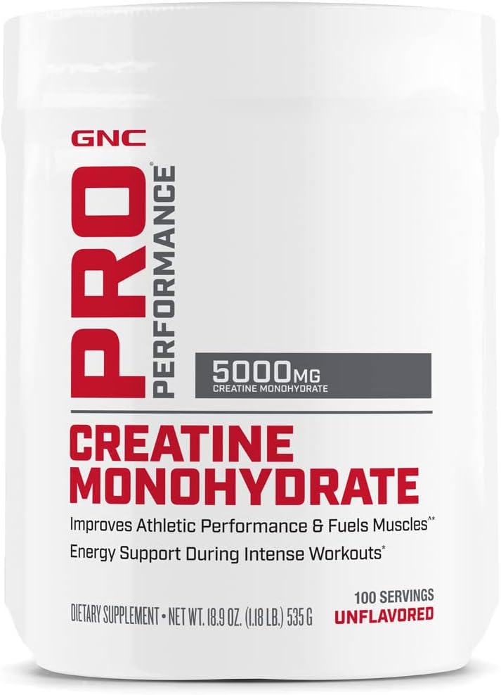 Science-Backed GNC Pro Performance Creatine Monohydrate Powder - 100 Servings | Enhances Athletic Performance and Muscle Fuel | Free of Banned Substances
