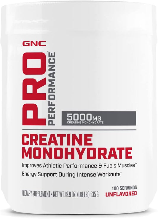 Science-Backed GNC Pro Performance Creatine Monohydrate Powder - 100 Servings | Enhances Athletic Performance and Muscle Fuel | Free of Banned Substances