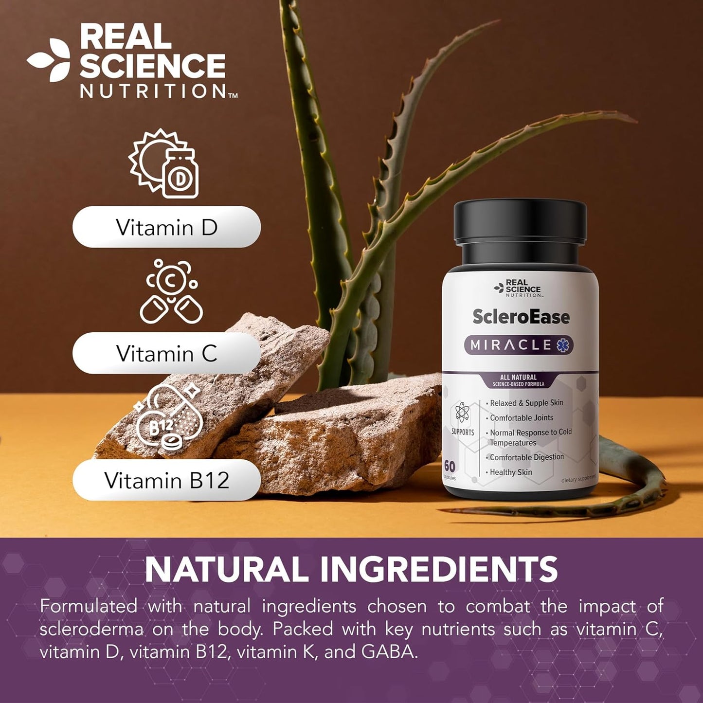 ScleroEase Miracle: Natural Relief for Scleroderma, Supports Skin Health, Joint Mobility, and Digestion