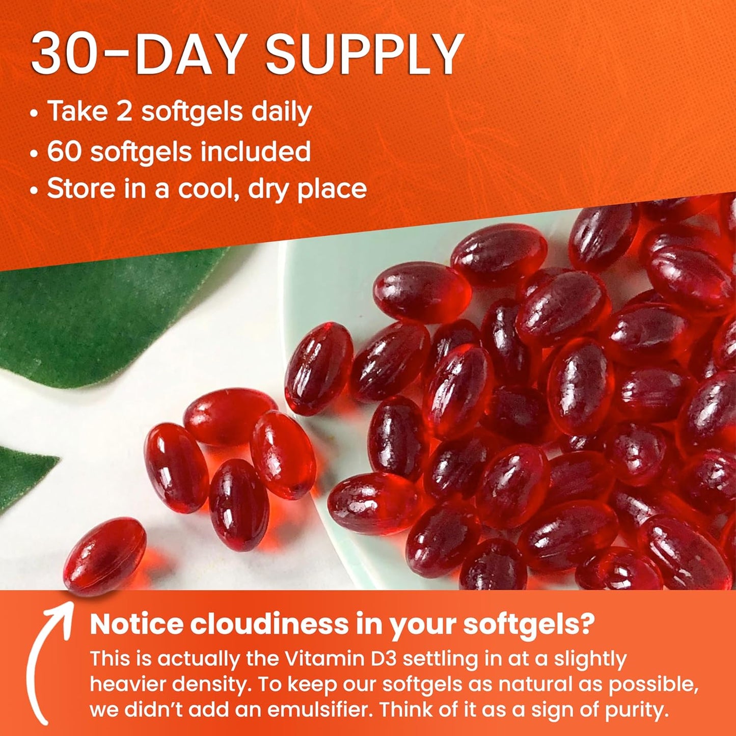 Sea Buckthorn Oil & Plant-Based Vitamin D3 Softgels - Omega-7, Omega-3 DHA (60ct)
