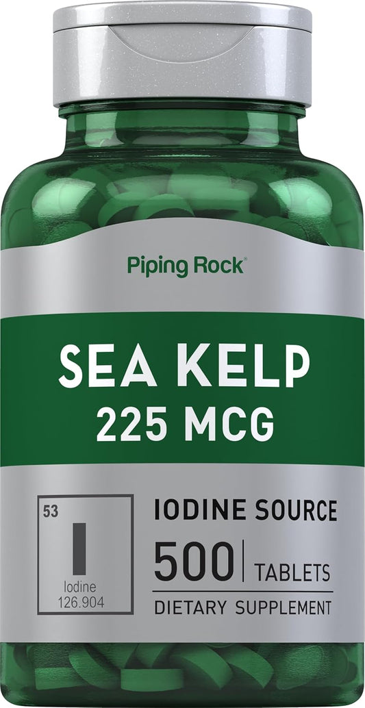 Sea Kelp Supplements 225mcg 500 Tablets Non-GMO Gluten Free by Piping Rock