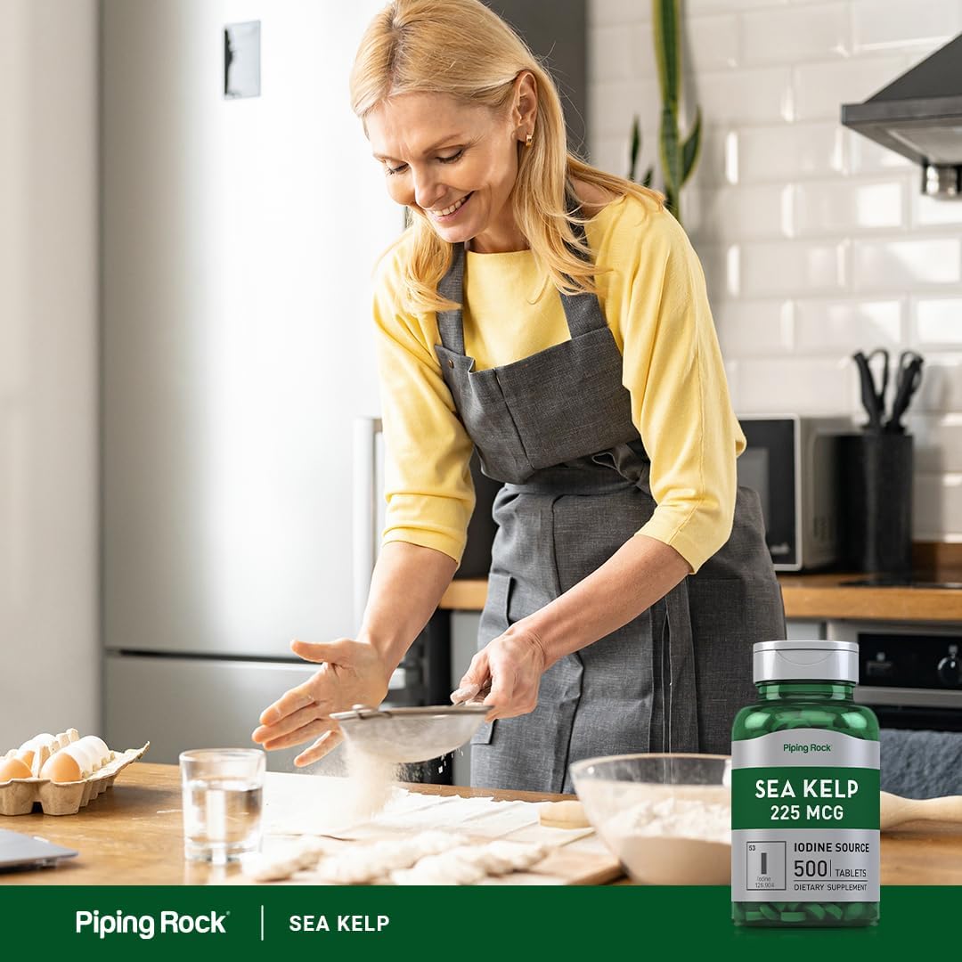 Sea Kelp Supplements 225mcg 500 Tablets Non-GMO Gluten Free by Piping Rock