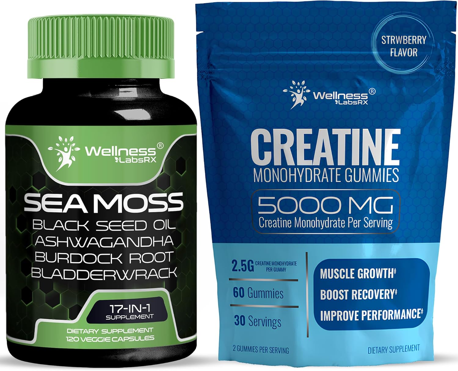 Sea Moss and Creatine Combination Capsules - 5000mg Strength Formula