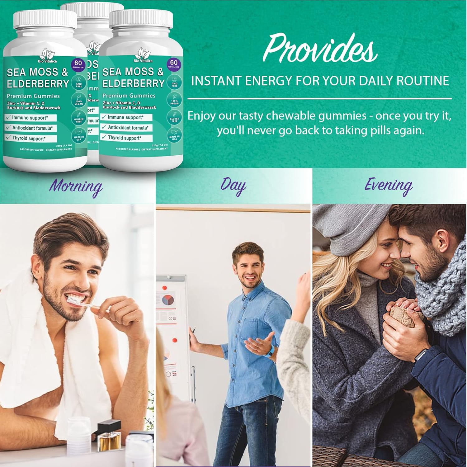 Sea Moss and Elderberry Gummies Bundle - BioVitalica Parent Pack (3)