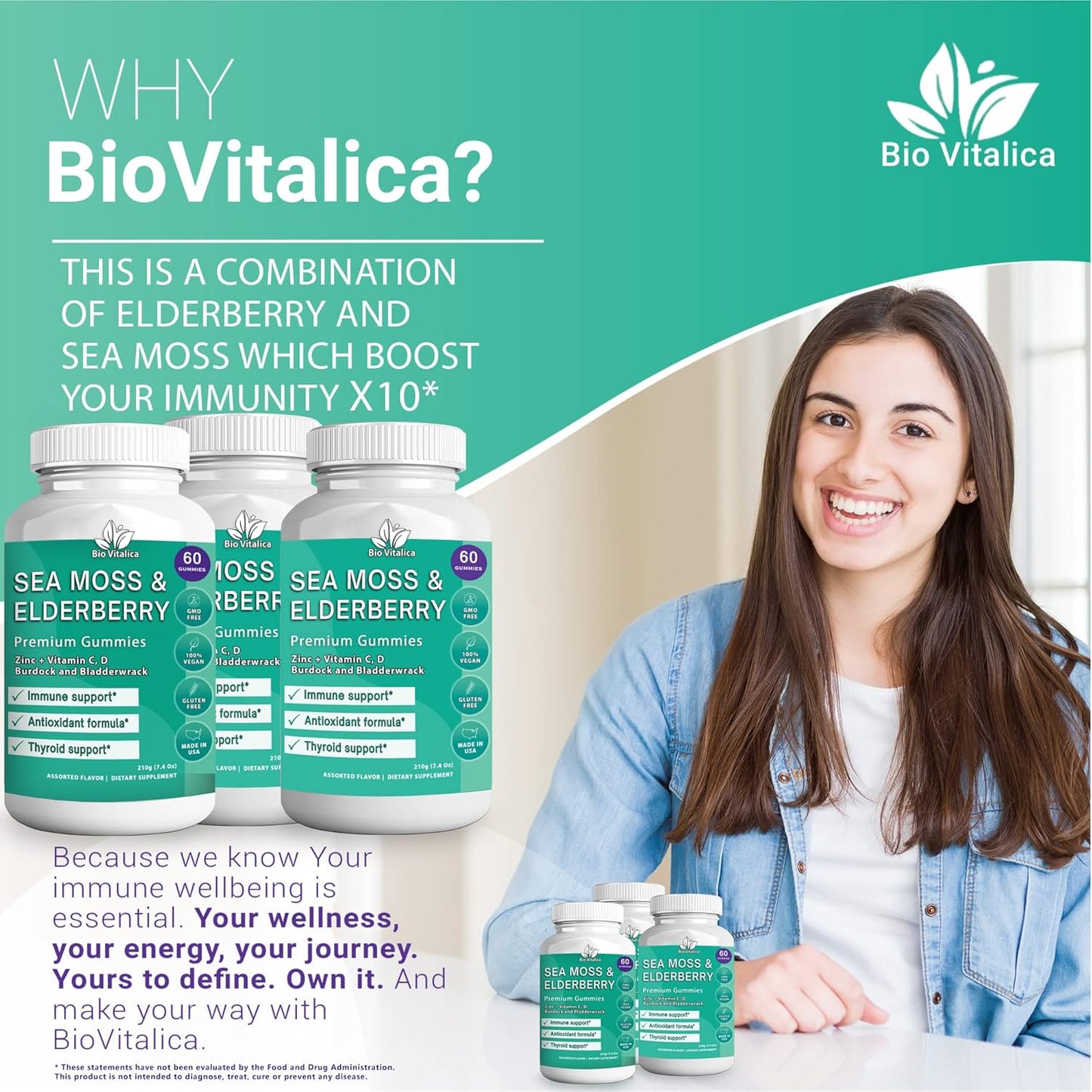 Sea Moss and Elderberry Gummies Bundle - BioVitalica Parent Pack (3)