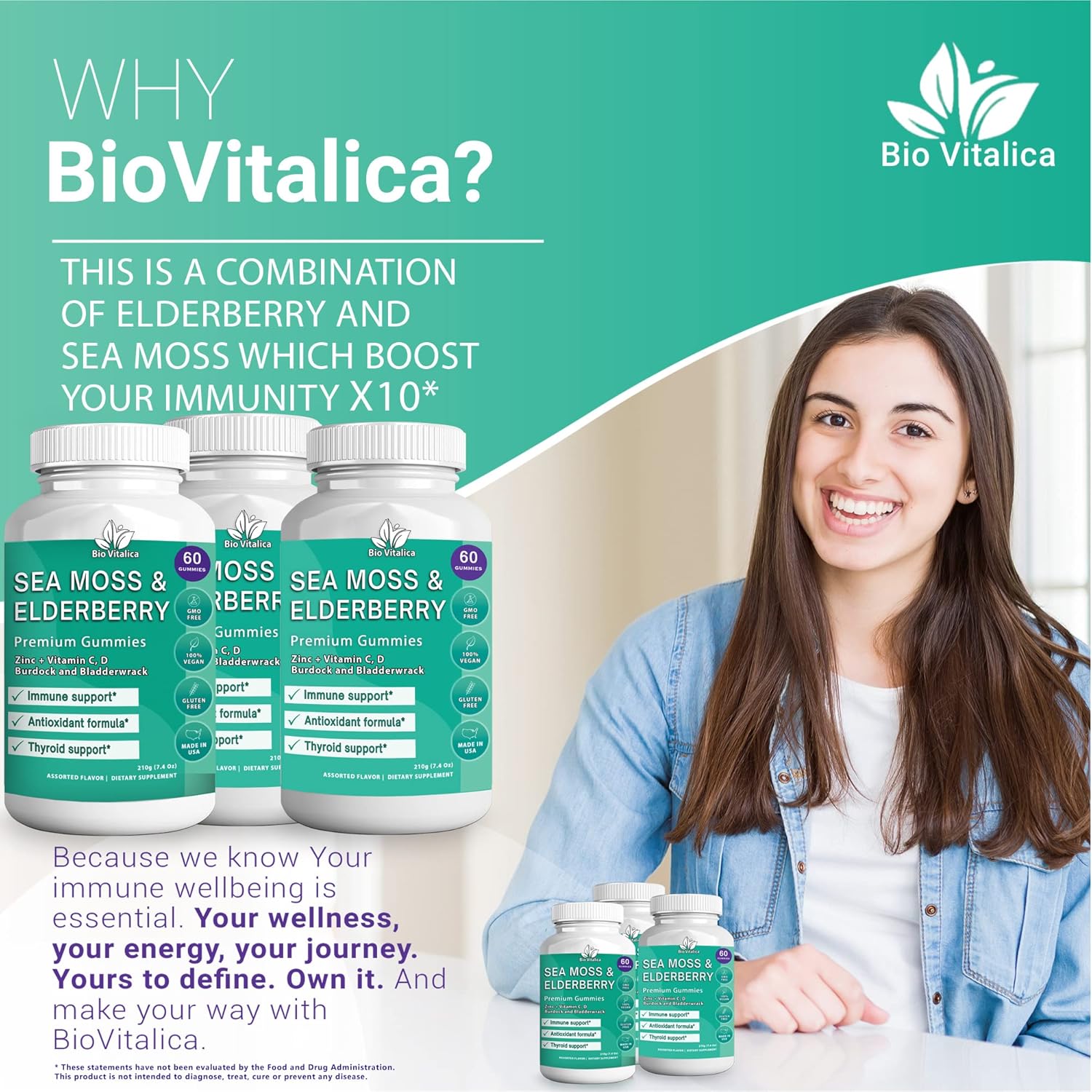 Sea Moss and Elderberry Gummies Bundle - BioVitalica Parent Pack (3)