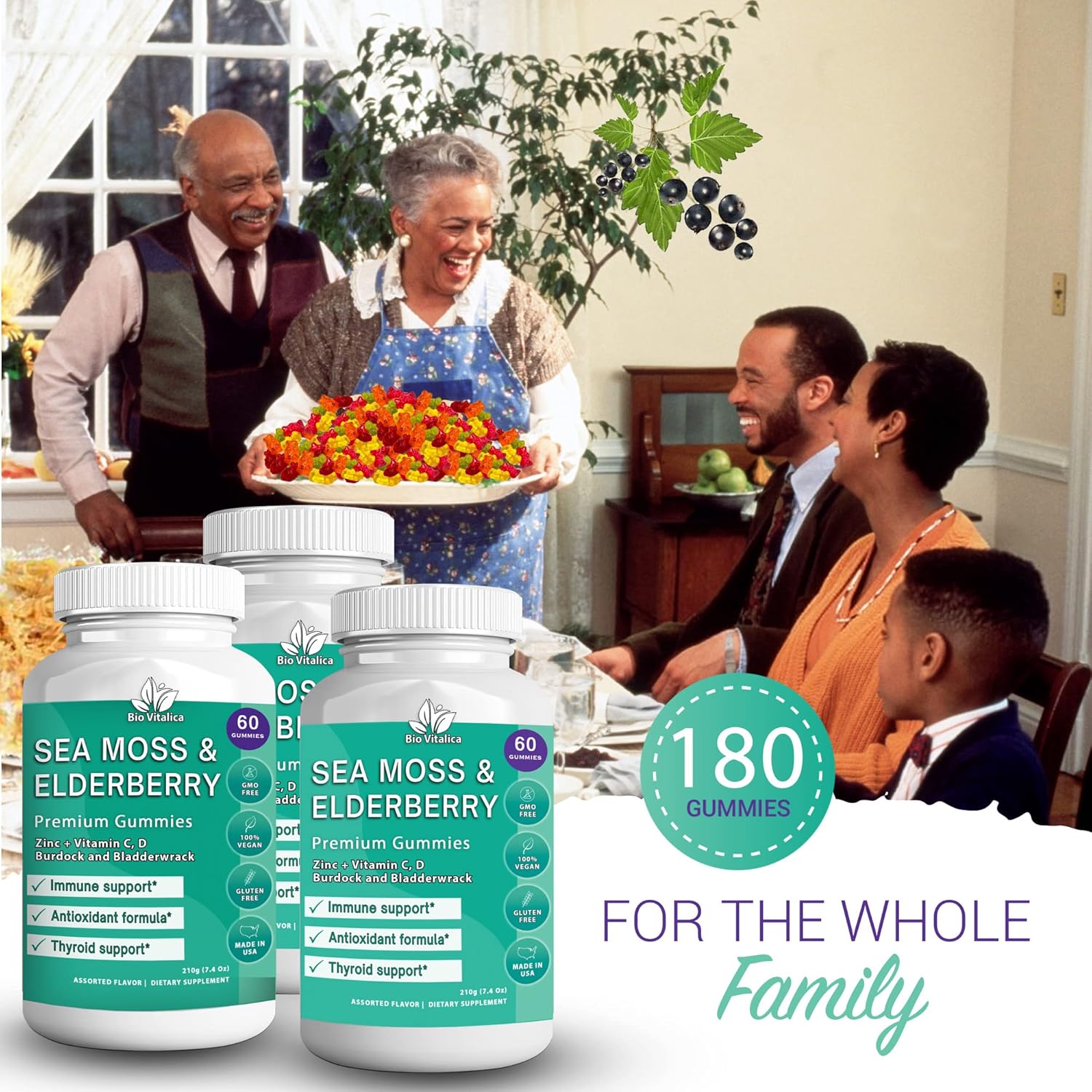 Sea Moss and Elderberry Gummies Bundle - BioVitalica Parent Pack (3)
