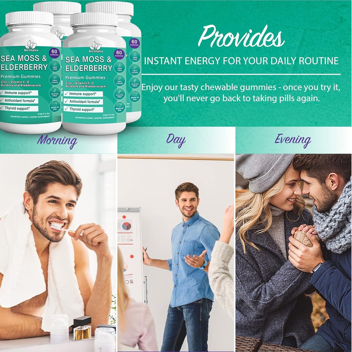 Sea Moss and Elderberry Gummies by BIO VITALICA - Parent Pack of 4