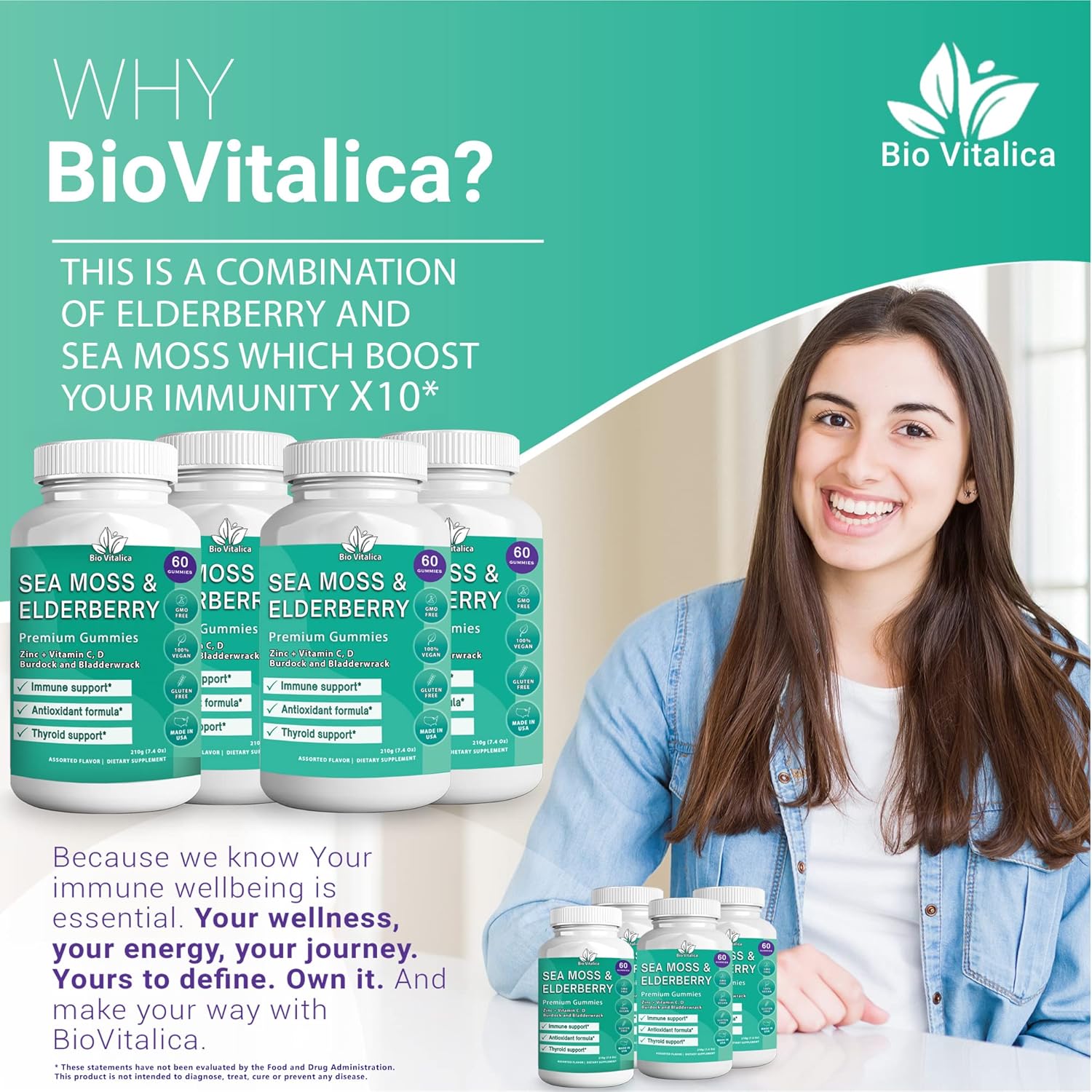 Sea Moss and Elderberry Gummies by BIO VITALICA - Parent Pack of 4