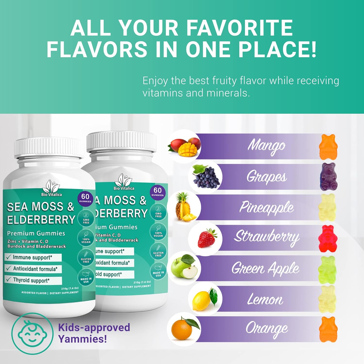 Sea Moss and Elderberry Gummies by BIO VITALICA: 2-Pack - Parent Brand