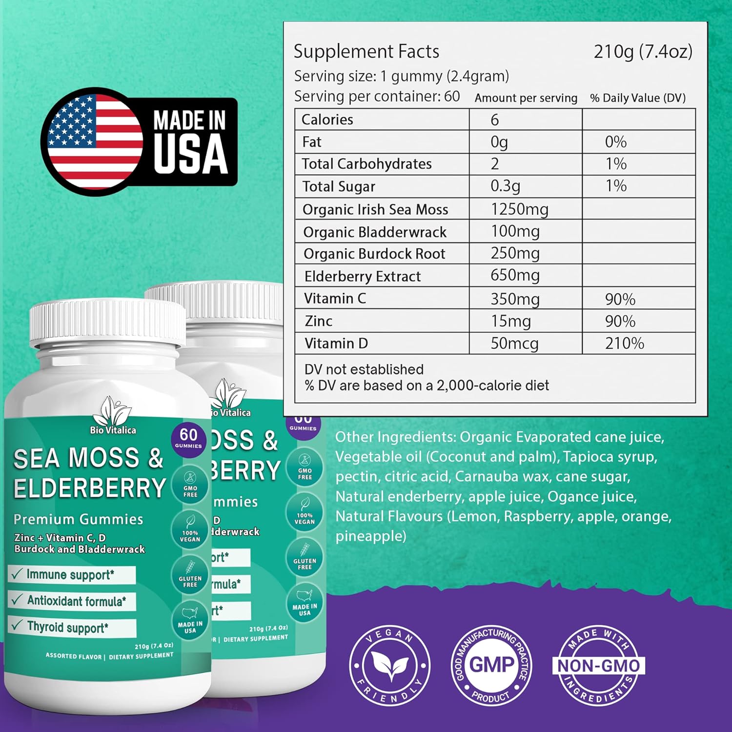 Sea Moss and Elderberry Gummies by BIO VITALICA: 2-Pack - Parent Brand
