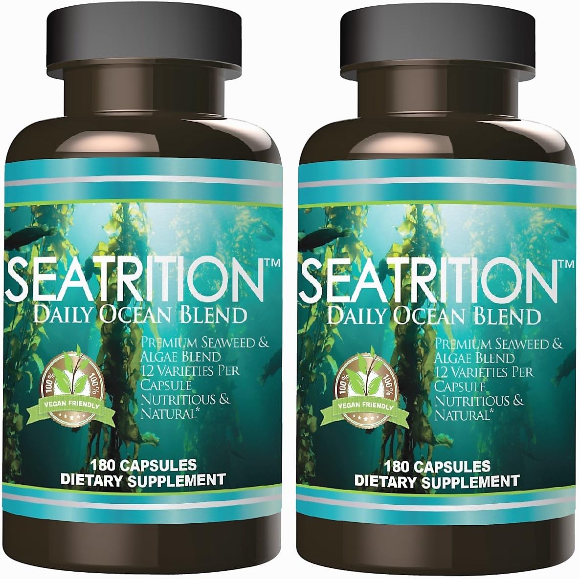 Sea Moss and Seaweed Ocean Blend Capsules for Daily Thyroid Support - 180 Veg Capsules, Multi-Mineral Vitamin Supplement