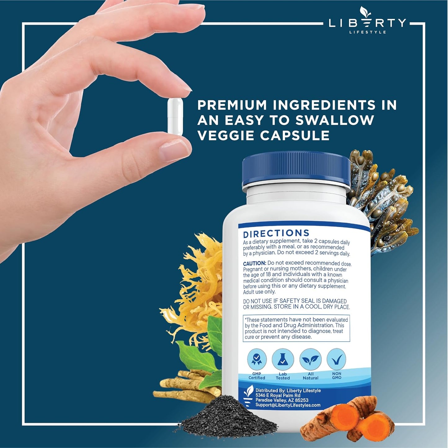 Sea Moss Black Seed Oil Ashwagandha Turmeric Bladderwrack Burdock Capsules with Manuka Honey Dandelion ACV Black Pepper - Gluten Free - 2-Pack