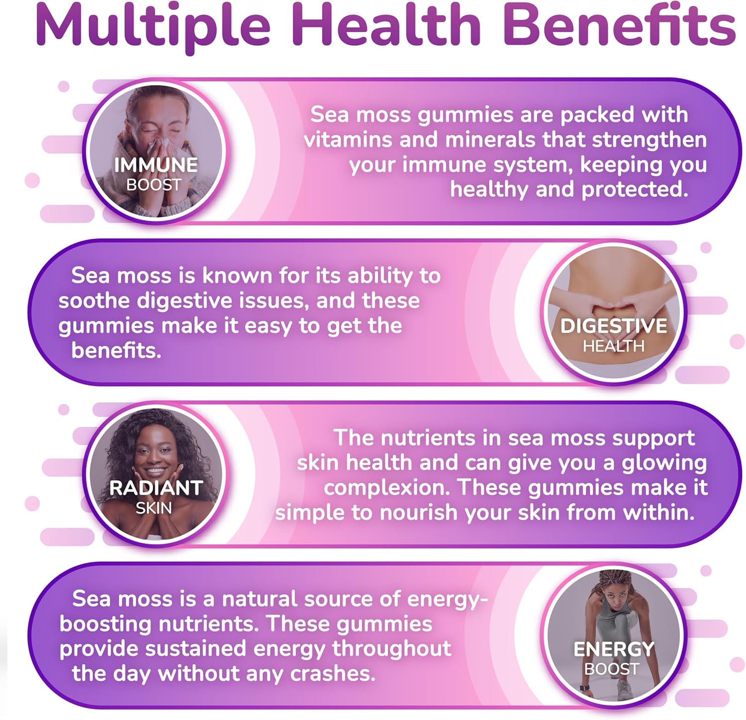 Sea Moss Elderberry Gummies with Magnesium, Burdock Root, and Bladderwrack - Immune Support for Kids and Adults - 60pcs