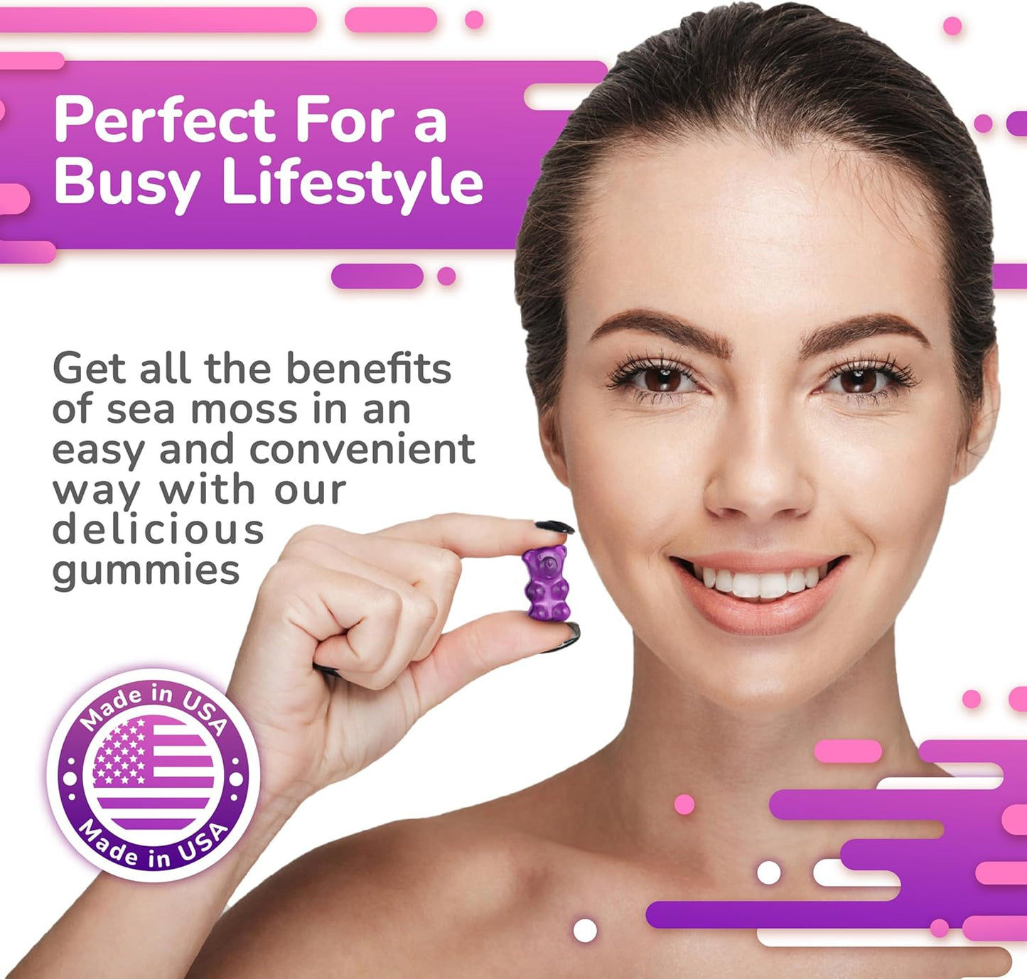 Sea Moss Elderberry Gummies with Magnesium, Burdock Root, and Bladderwrack - Immune Support for Kids and Adults - 60pcs