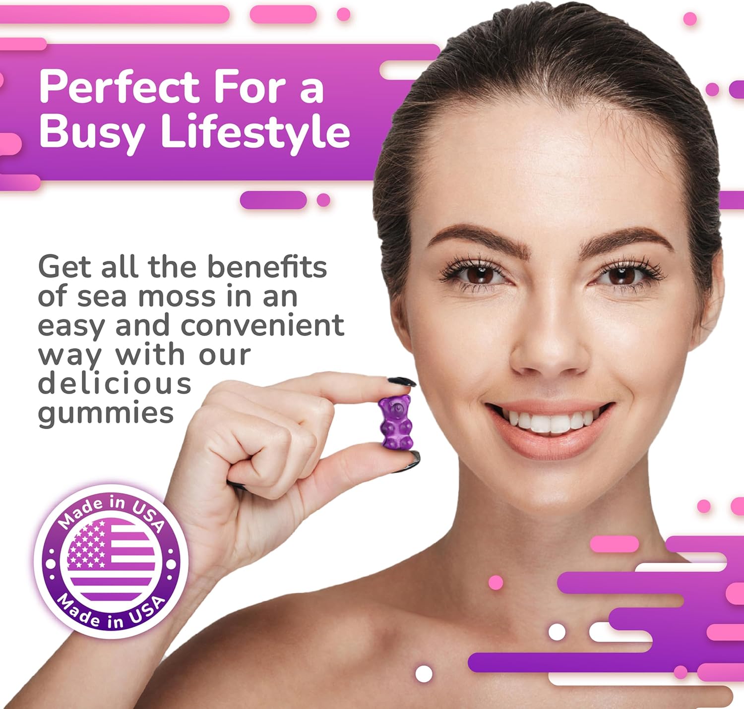 Sea Moss Elderberry Gummies with Magnesium, Burdock Root, and Bladderwrack - Immune Support for Kids and Adults - 60pcs