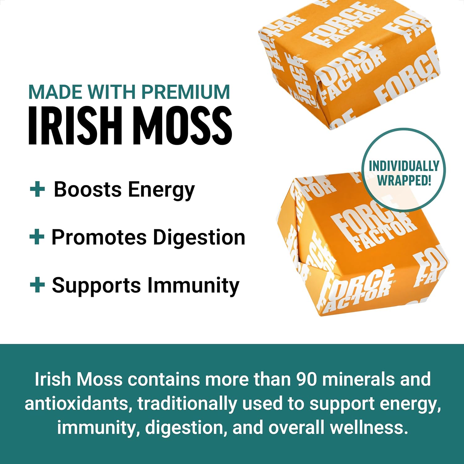 Sea Moss Soft Chews for Immunity & Heart Health, Irish Moss Superfood Supplement, Non-GMO, Gluten-Free, Salted Caramel Flavor, 90 Chews, 3 Packs, 18 oz.