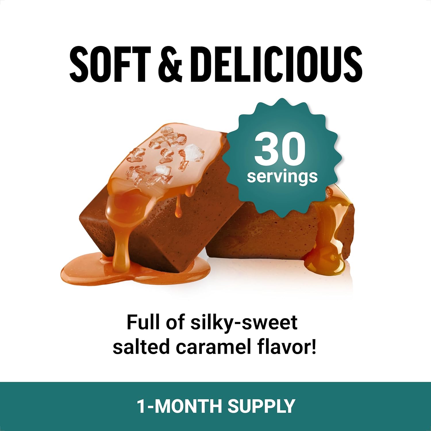 Sea Moss Soft Chews for Immunity & Heart Health, Irish Moss Superfood Supplement, Non-GMO, Gluten-Free, Salted Caramel Flavor, 90 Chews, 3 Packs, 18 oz.