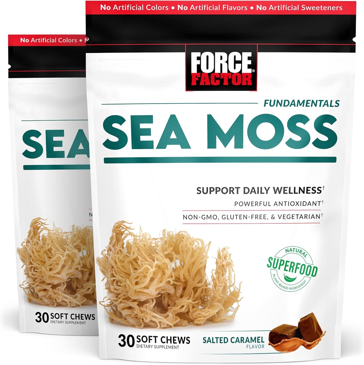 Sea Moss Soft Chews: Immunity, Digestion, Heart Health Support, Irish Sea Moss Superfood, Antioxidants, Non-GMO, Gluten-Free, Salted Caramel Flavor