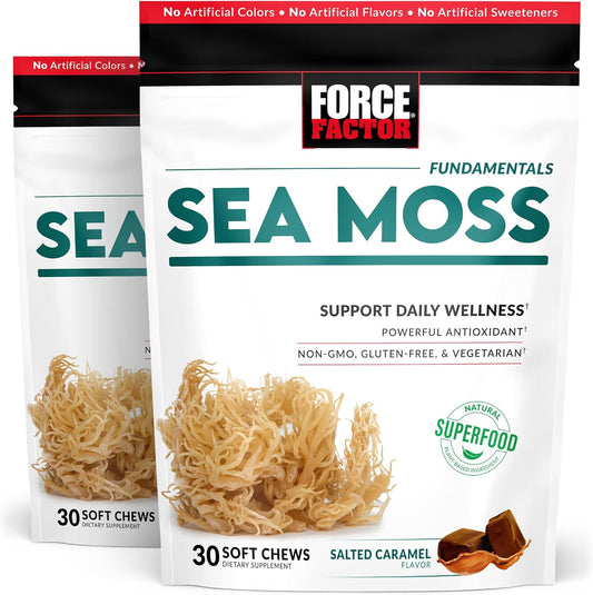 Sea Moss Soft Chews: Immunity, Digestion, Heart Health Support, Irish Sea Moss Superfood, Antioxidants, Non-GMO, Gluten-Free, Salted Caramel Flavor