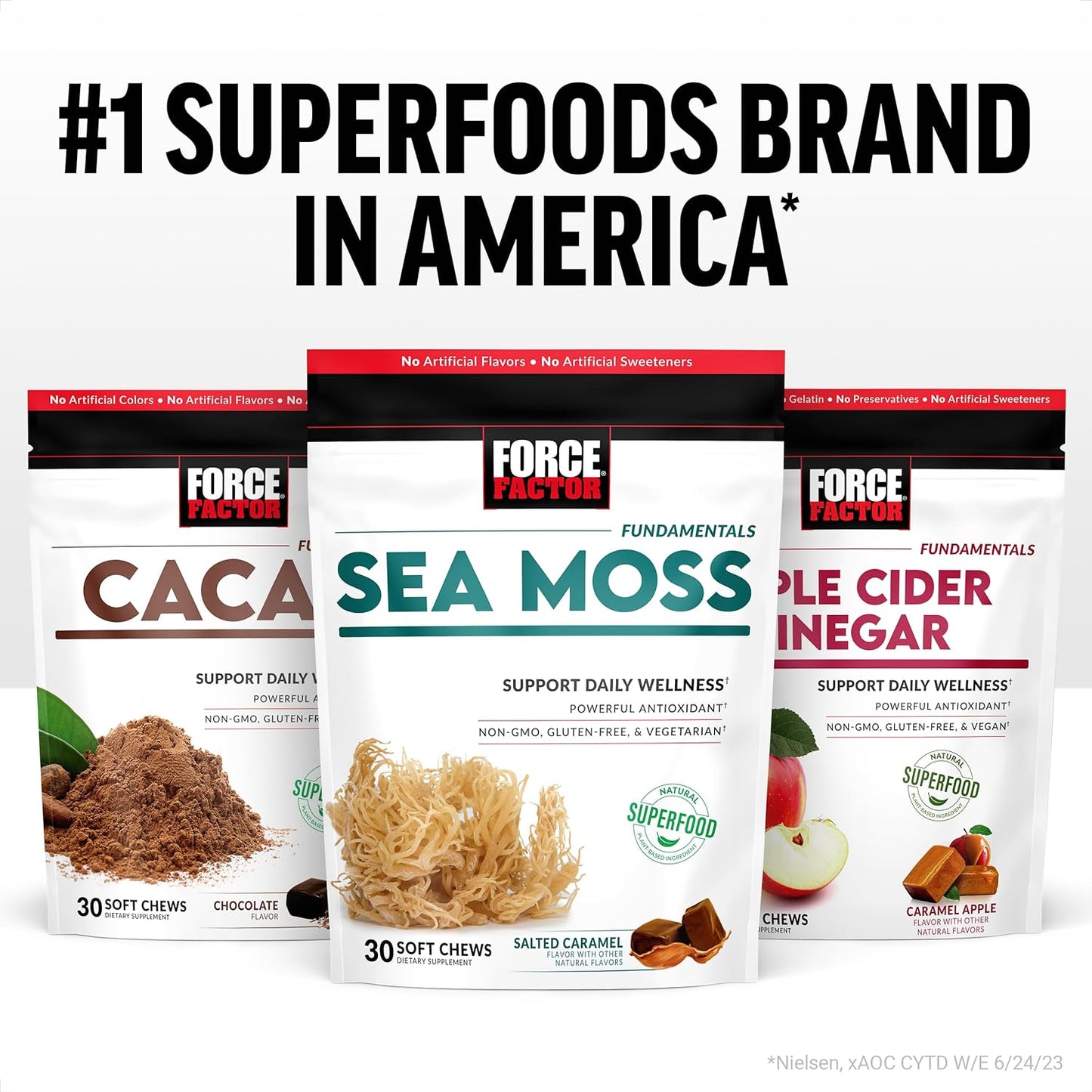 Sea Moss Soft Chews: Immunity, Digestion, Heart Health Support, Irish Sea Moss Superfood, Antioxidants, Non-GMO, Gluten-Free, Salted Caramel Flavor