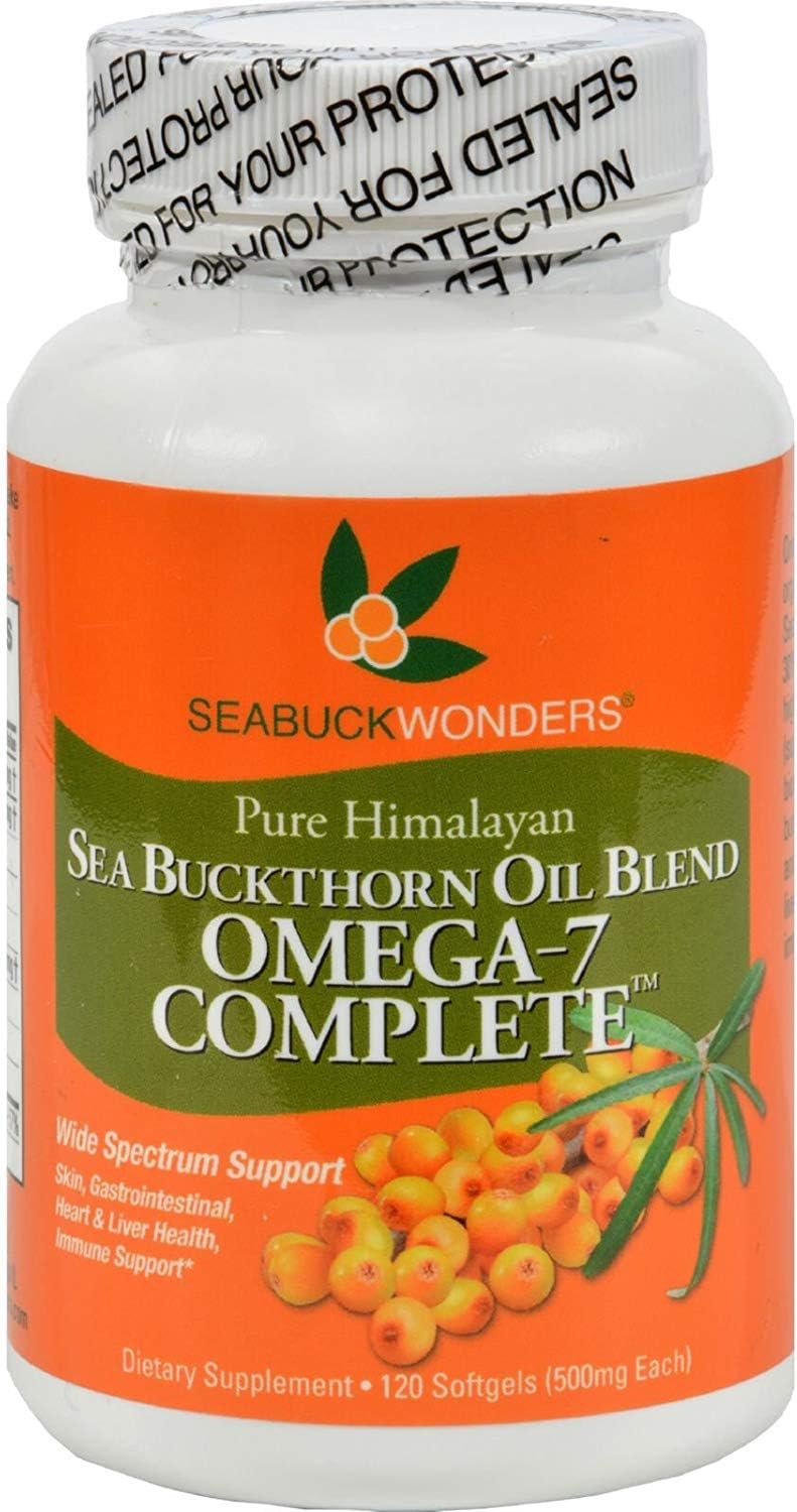Seabuck Wonders Sea Buckthorn Oil Blend Softgels - 1000 mg - Omega 7 Complete - Natural & Gluten Free - 240 Capsules
