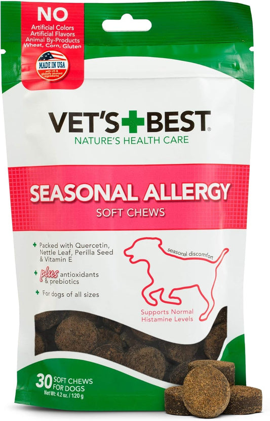 Seasonal Allergy Relief Soft Chews for Dogs | Soothes Skin Irritation from Allergies | 30 Day Supply