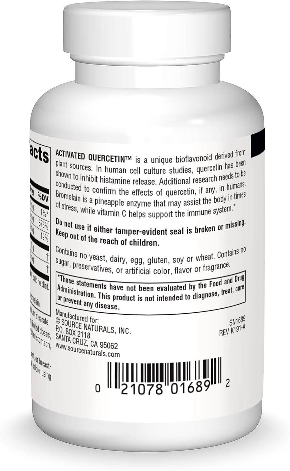 Seasonal and Immune Support with Source Naturals Activated Quercetin - 50 Capsules